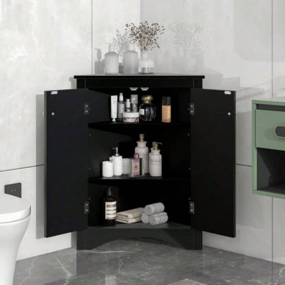 White Bathroom Storage Cabinet with Adjustable Shelves, Freestanding Floor Cabinet Home Kitchen