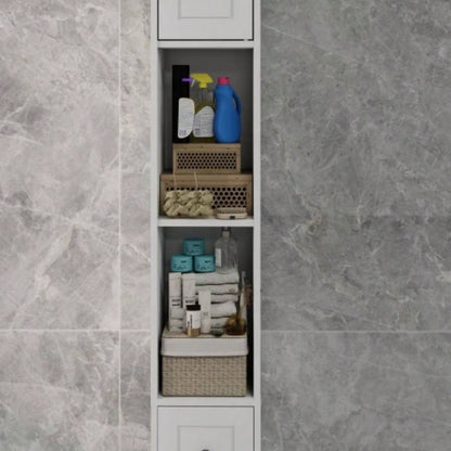 Tall Slim Bathroom Storage Cabinet, 71 Freestanding Bathroom Cabinet with 1 Drawer, 2 Doors and 4 Adjustable Shelves - White