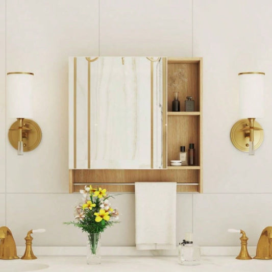 Bathroom Mirror Cabinet Wall Mounted, Medicine Cabinet, Over Toilet Storage Cabinet with Shelves and Towel Rack