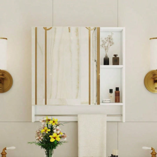 Bathroom Mirror Cabinet Wall Mounted, Medicine Cabinet, Over Toilet Storage Cabinet with Shelves and Towel Rack