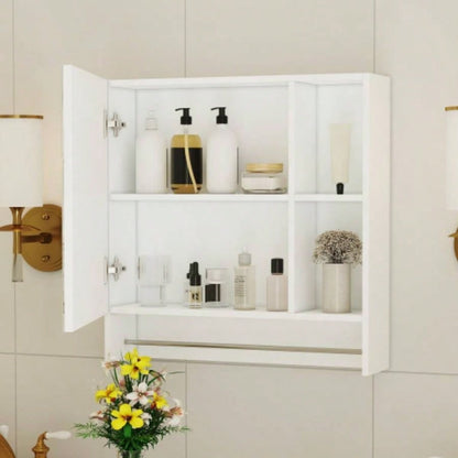 Bathroom Mirror Cabinet Wall Mounted, Medicine Cabinet, Over Toilet Storage Cabinet with Shelves and Towel Rack