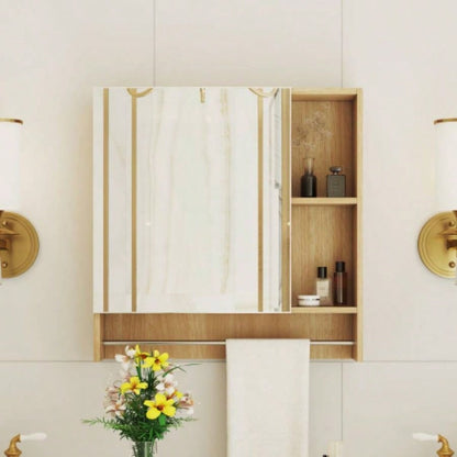 Bathroom Mirror Cabinet Wall Mounted, Medicine Cabinet, Over Toilet Storage Cabinet with Shelves and Towel Rack