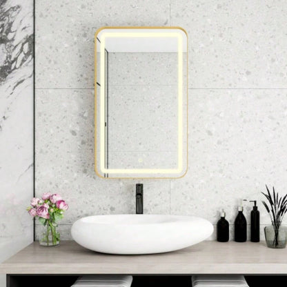 Rectangle Medicine Cabinet Mirror Bathroom Mirror with Storage Wall Mounted Medicine Mirror Cabinet with LDE, Golden