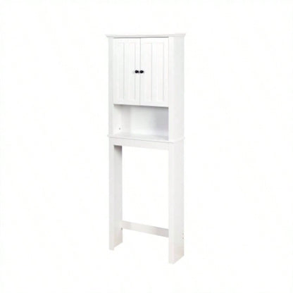 Modern Over Toilet Space Saver Organization Wood Storage Cabinet Home, Bathroom - White