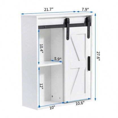 Wood wall - mounted storage cabinet, 5 - layer toilet bathroom storage cabinet, multifunctional cabinet with adjustable door, white