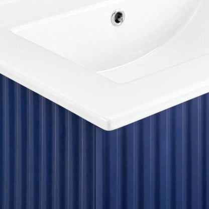 24 Floating Wall Mounted Bathroom Vanity with White Porcelain Sink and Soft Close Doors