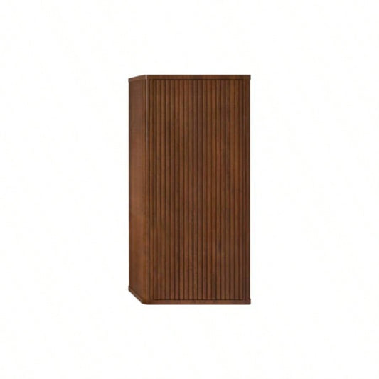 CC0414S305 Striped Walnut Bathroom Floating Side Cabinet, Wall - mounted Storage Cabinet Small Spaces, Pre - assembled