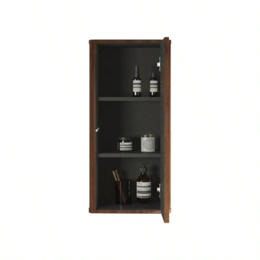 CC0414S305 Striped Walnut Bathroom Floating Side Cabinet, Wall - mounted Storage Cabinet Small Spaces, Pre - assembled
