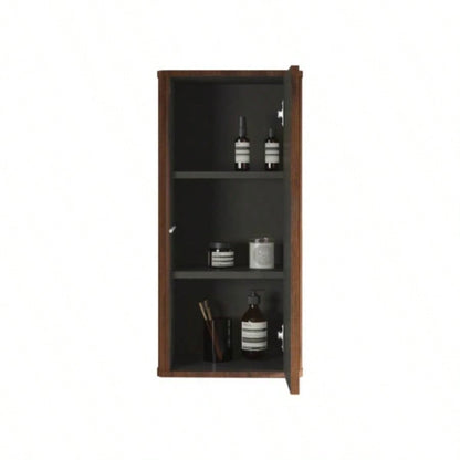 CC0414S305 Striped Walnut Bathroom Floating Side Cabinet, Wall - mounted Storage Cabinet Small Spaces, Pre - assembled
