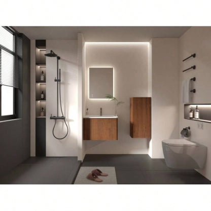 CC0414S305 Striped Walnut Bathroom Floating Side Cabinet, Wall - mounted Storage Cabinet Small Spaces, Pre - assembled