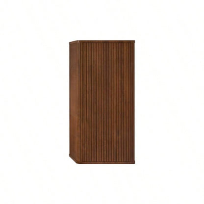 CC0414S305 Striped Walnut Bathroom Floating Side Cabinet, Wall - mounted Storage Cabinet Small Spaces, Pre - assembled