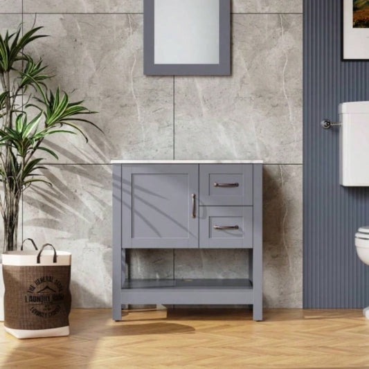 30in Gray Bathroom Vanity/ Mirror and Top Only