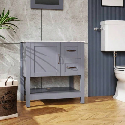 30in Gray Bathroom Vanity/ Mirror and Top Only