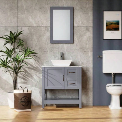 30in Gray Bathroom Vanity/ Mirror and Top Only