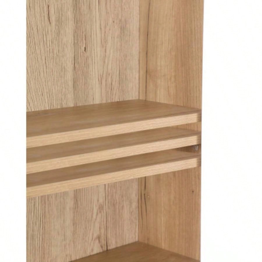 Bathroom Wall Cabinet with Double - Door, Bottom Shelf, Wavy - Patterned Doors, Adjustable Inner Shelf, Easy Installation, White Natural Wood