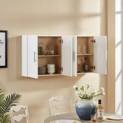 Wood Hanging Cabinet with Doors and Shelves