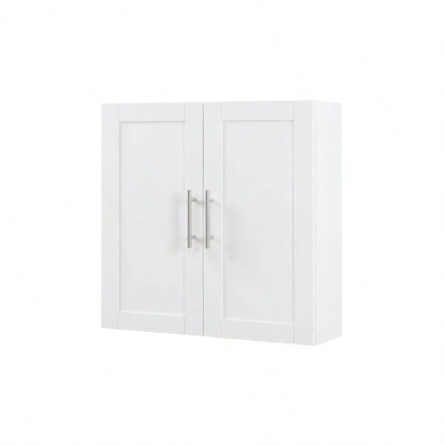 Wood Hanging Cabinet with Doors and Shelves