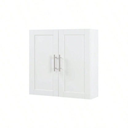 Wood Hanging Cabinet with Doors and Shelves