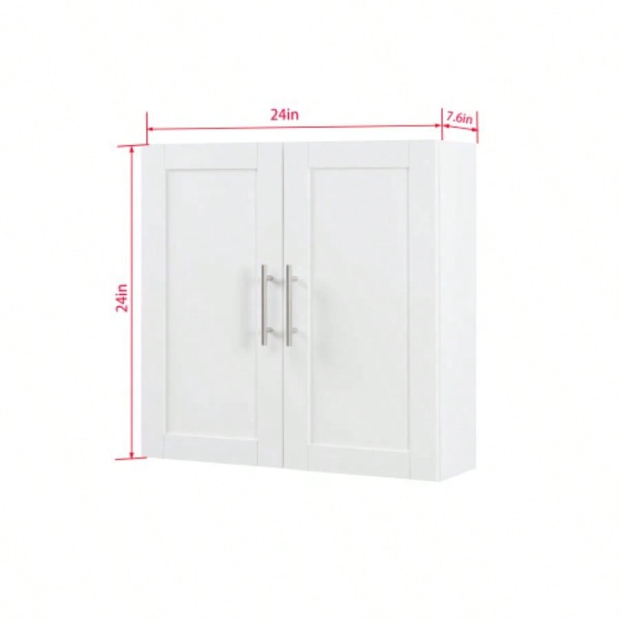 Wood Hanging Cabinet with Doors and Shelves