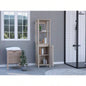 Linen Cabinet Jannes, Two Open Shelves, Single Door, Light Gray