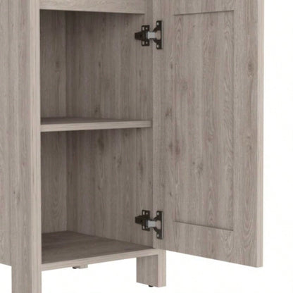 Linen Cabinet Jannes, Two Open Shelves, Single Door, Light Gray