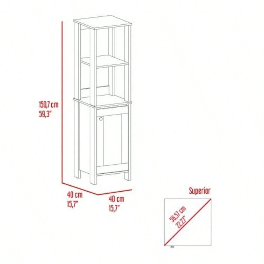Linen Cabinet Jannes, Two Open Shelves, Single Door, Light Gray