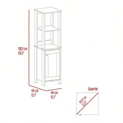 Linen Cabinet Jannes, Two Open Shelves, Single Door, Light Gray