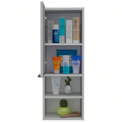 Mila Bathroom Cabinet, Two Internal Shelves, Two External Shelves, Single Door - White