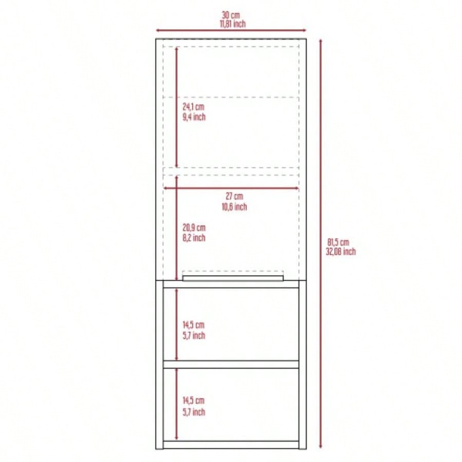 Mila Bathroom Cabinet, Two Internal Shelves, Two External Shelves, Single Door - White
