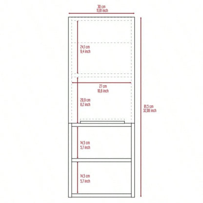 Mila Bathroom Cabinet, Two Internal Shelves, Two External Shelves, Single Door - White
