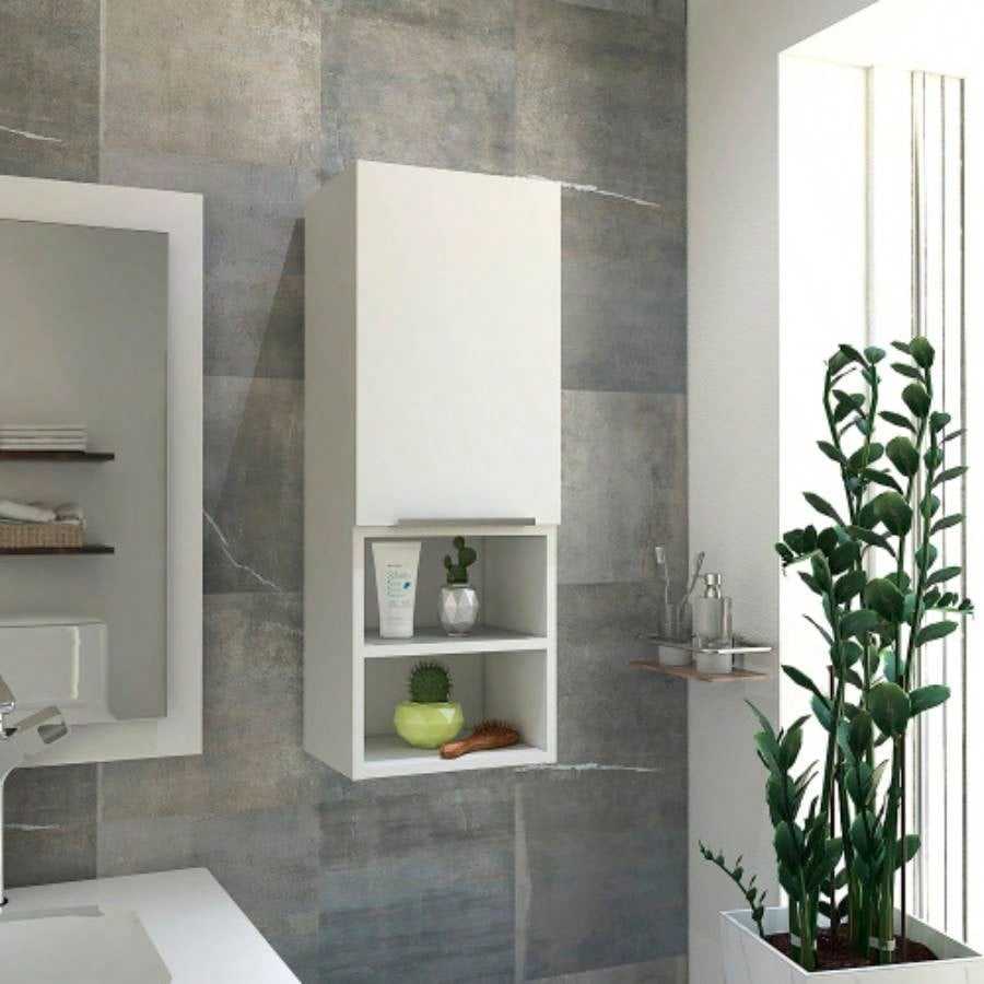 Mila Bathroom Cabinet, Two Internal Shelves, Two External Shelves, Single Door - White