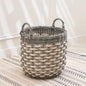 Lucius Round Resin Woven Wicker Basket with Handles - 13x 13x 10.2 - Black - Clothes, Towels, Toys, Magazines Storage and Home Decoration