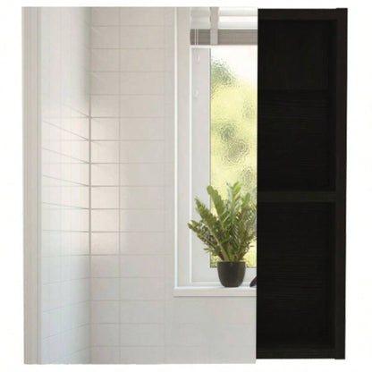Whirlwind 1 - Shelf Rectangle Medicine Cabinet with Mirror Black Wengue