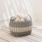 Lucius Round Resin Woven Wicker Basket with Handles - 13x 13x 10.2 - Black - Clothes, Towels, Toys, Magazines Storage and Home Decoration