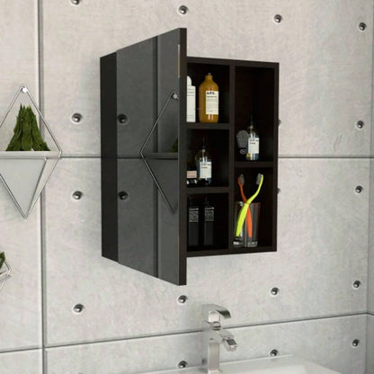 Whirlwind 1 - Shelf Rectangle Medicine Cabinet with Mirror Black Wengue