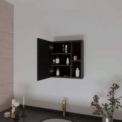 Whirlwind 1 - Shelf Rectangle Medicine Cabinet with Mirror Black Wengue