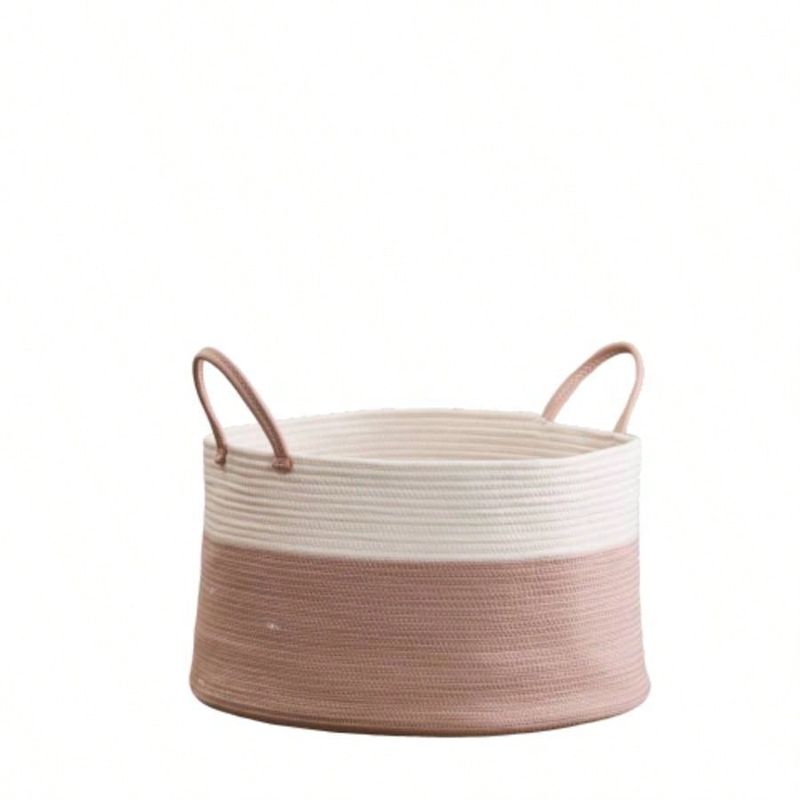 Lucius Round Resin Woven Wicker Basket with Handles - 13x 13x 10.2 - Black - Clothes, Towels, Toys, Magazines Storage and Home Decoration