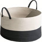 Lucius Round Resin Woven Wicker Basket with Handles - 13x 13x 10.2 - Black - Clothes, Towels, Toys, Magazines Storage and Home Decoration