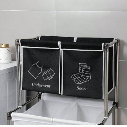 Laundry Hamper 2 Tier Laundry Sorter with 4 Removable Bags Organizing Clothes, Laundry, Lights, Darks