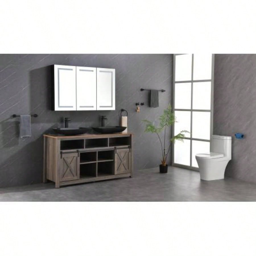 48X30 LED Mirror Medicine Cabinet with Lights, Dimmer, Defogger, Clock, Temp Display and USB