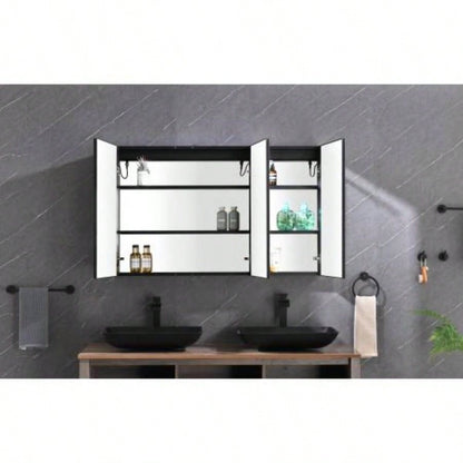 48X30 LED Mirror Medicine Cabinet with Lights, Dimmer, Defogger, Clock, Temp Display and USB
