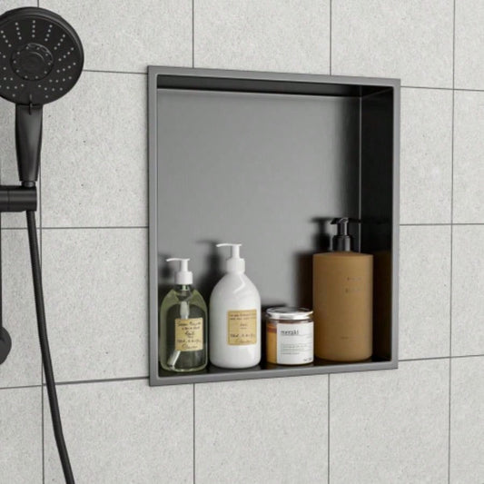 17x 15 Stainless Steel Shower Niche, Gunmetal Black