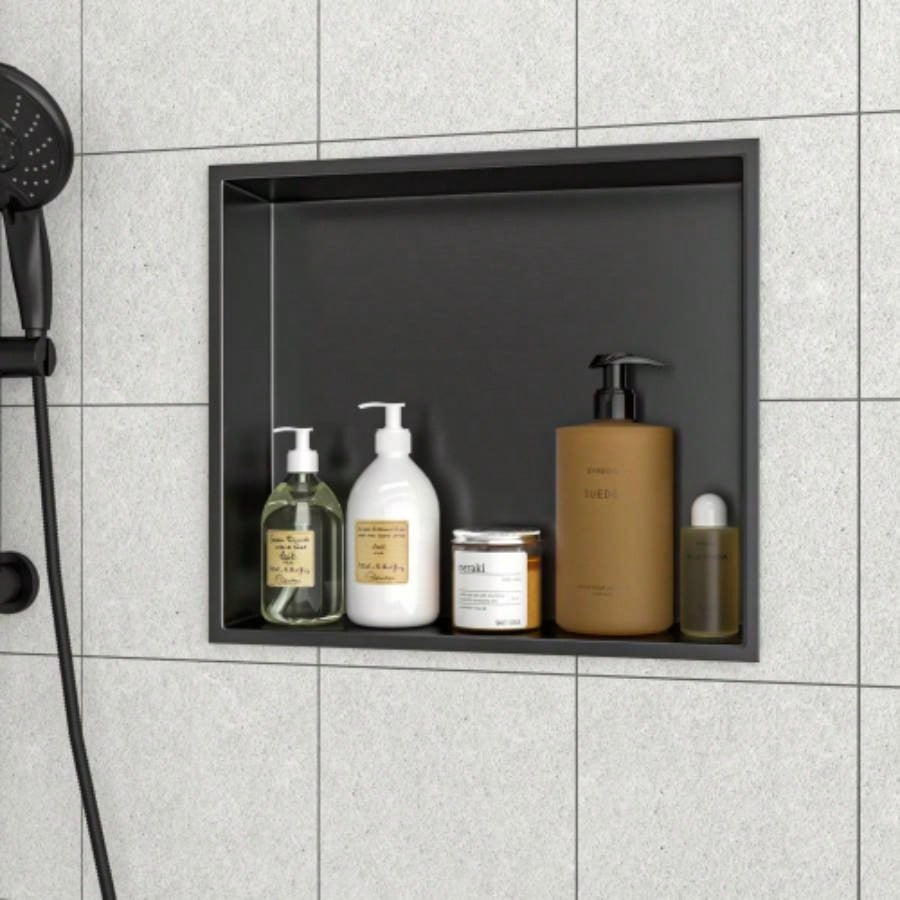17x 15 Stainless Steel Shower Niche, Gunmetal Black