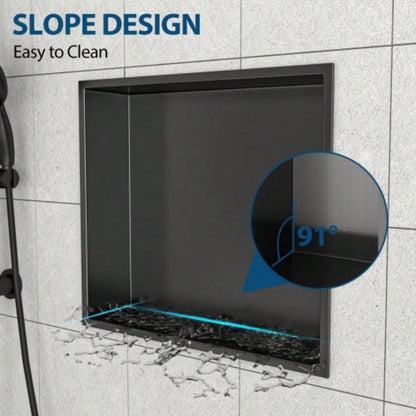 17x 15 Stainless Steel Shower Niche, Gunmetal Black