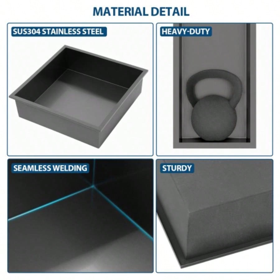 17x 15 Stainless Steel Shower Niche, Gunmetal Black