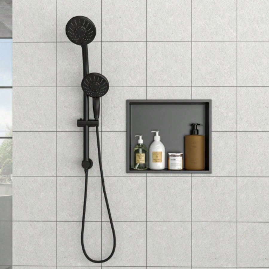 17x 15 Stainless Steel Shower Niche, Gunmetal Black