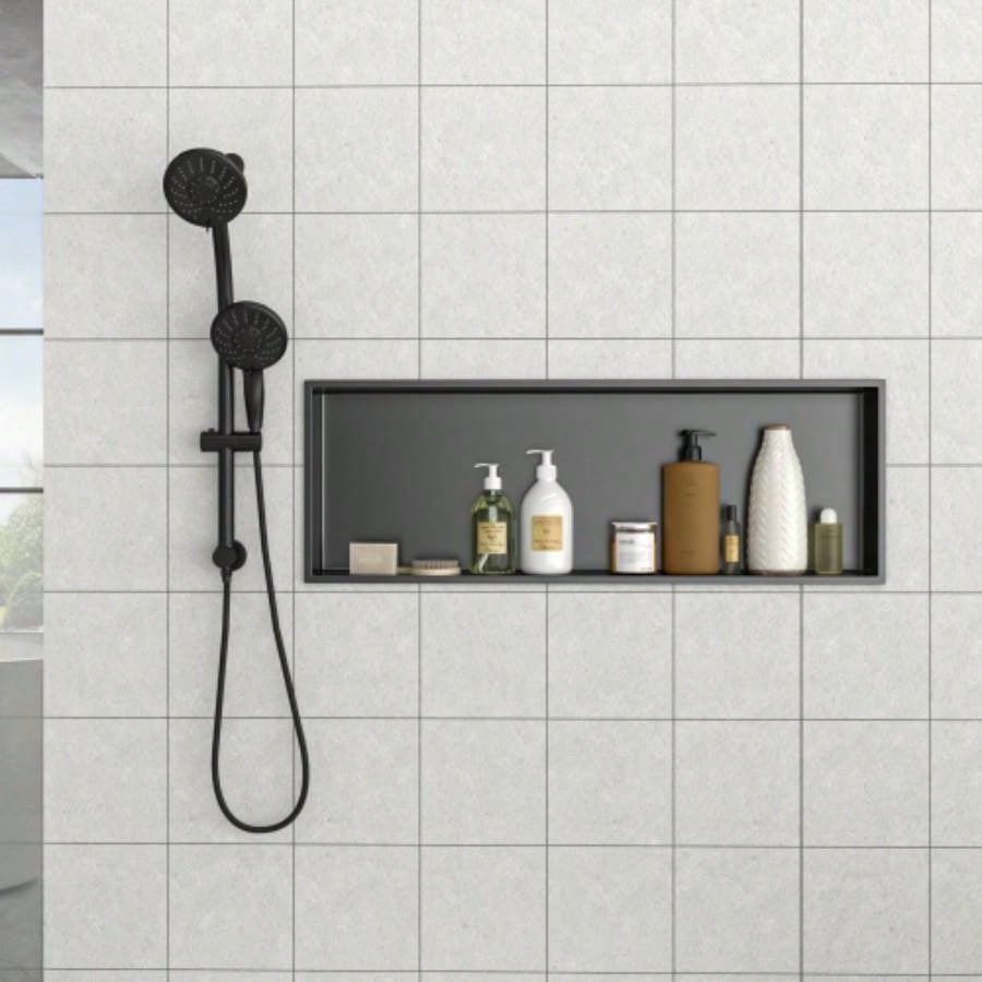 17x 15 Stainless Steel Shower Niche, Gunmetal Black