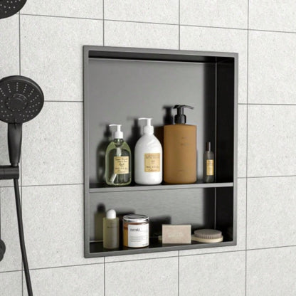 17x 15 Stainless Steel Shower Niche, Gunmetal Black