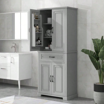 Bathroom Storage Cabinet with Doors and Drawer, Multiple Storage Space, Adjustable Shelf,