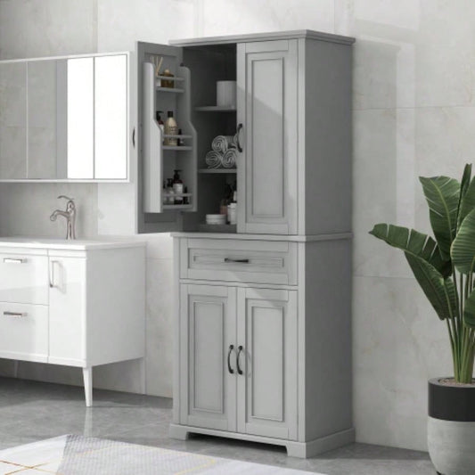Bathroom Storage Cabinet with Doors and Drawer, Multiple Storage Space, Adjustable Shelf,